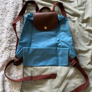 Longchamp Le Pliage Blue Nylon Backpack | Lightweight Foldable Travel Bag